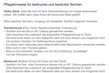 Wasch- und Pflegehinweis Wasch- und Pflegehinweis